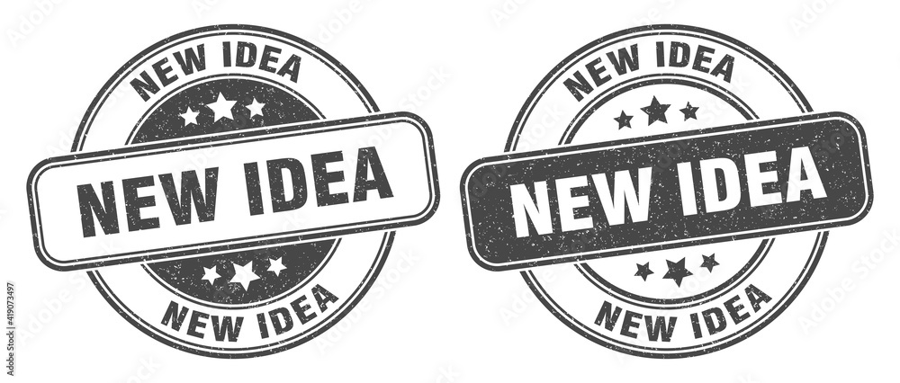 new idea stamp. new idea label. round grunge sign