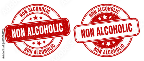 non alcoholic stamp. non alcoholic label. round grunge sign