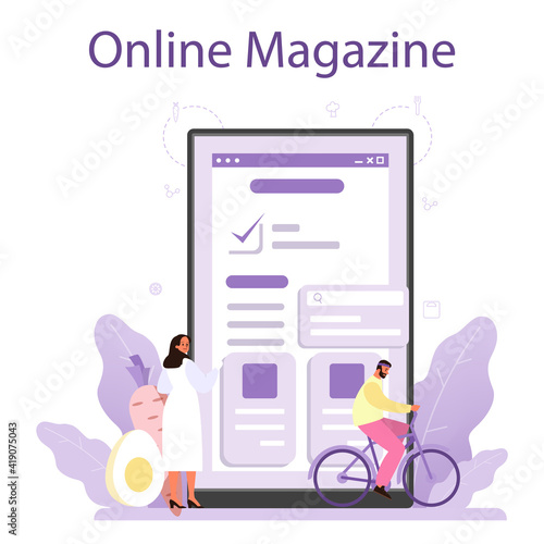 Nutritionist online service or platform. Nutrition therapy with healthy food