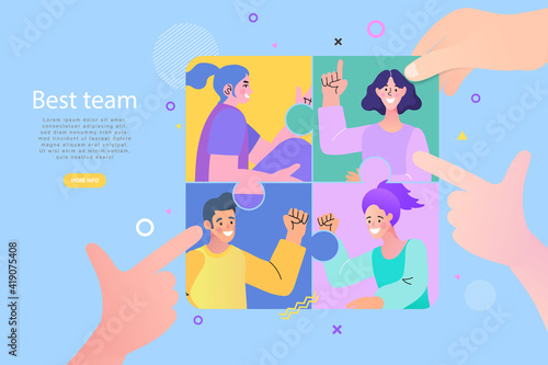 Business teamwork concept. People connecting puzzle elements. best team. cooperation, partnership Vector illustration.