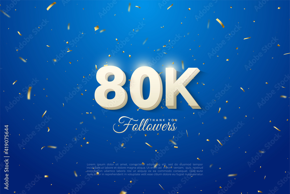 80k followers with a shining figure illustration on the top.