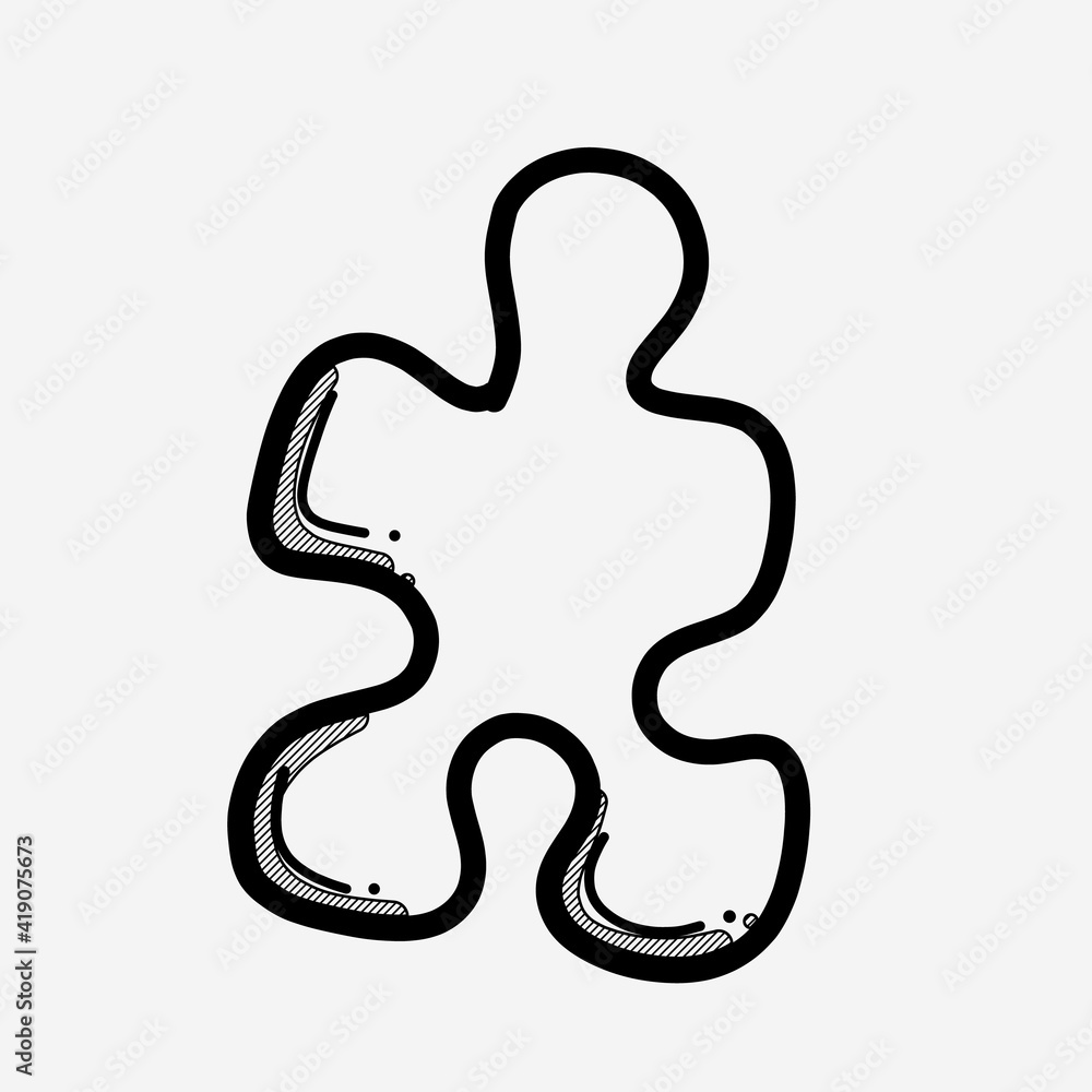 Obraz premium Jigsaw doodle vector icon. Drawing sketch illustration hand drawn line eps10