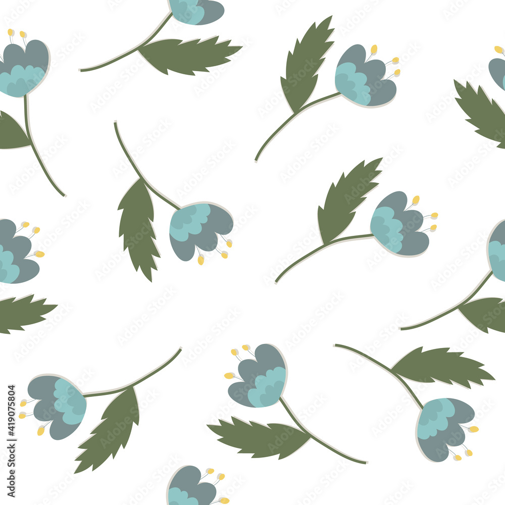 Spring seamless pattern with blue flowers. Floral Pattern Spring seamless pattern with blue flowers. Floral Pattern