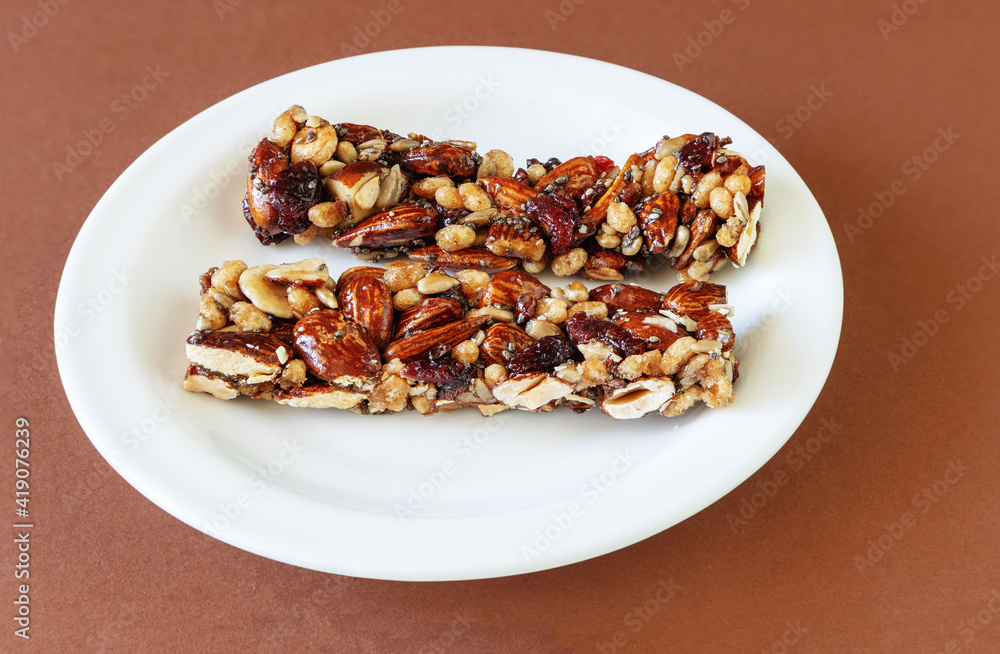 Bar with almonds and cranberries Bar with almonds and cranberries