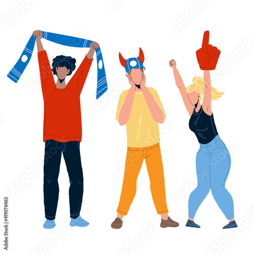 Sports Fans Cheering And Shouting Together Vector