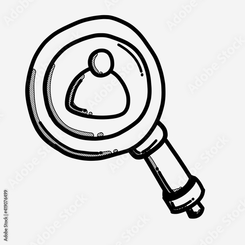 Find people vector icon. Drawing sketch illustration hand drawn line eps10