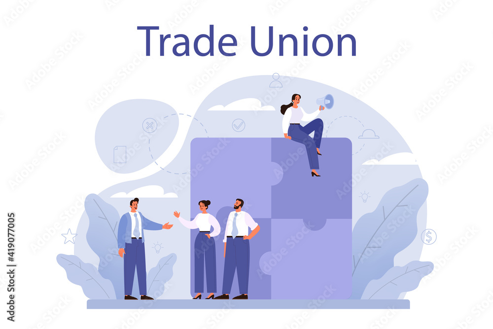 Trade union concept. Employees care idea. Employees wellbeing Trade union concept. Employees care idea. Employees wellbeing
