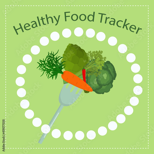 vector illustration of vegetables on a fork. The concept of healthy and healthy food. Challenge for a month of proper nutrition and diet