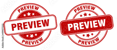 preview stamp. preview label. round grunge sign