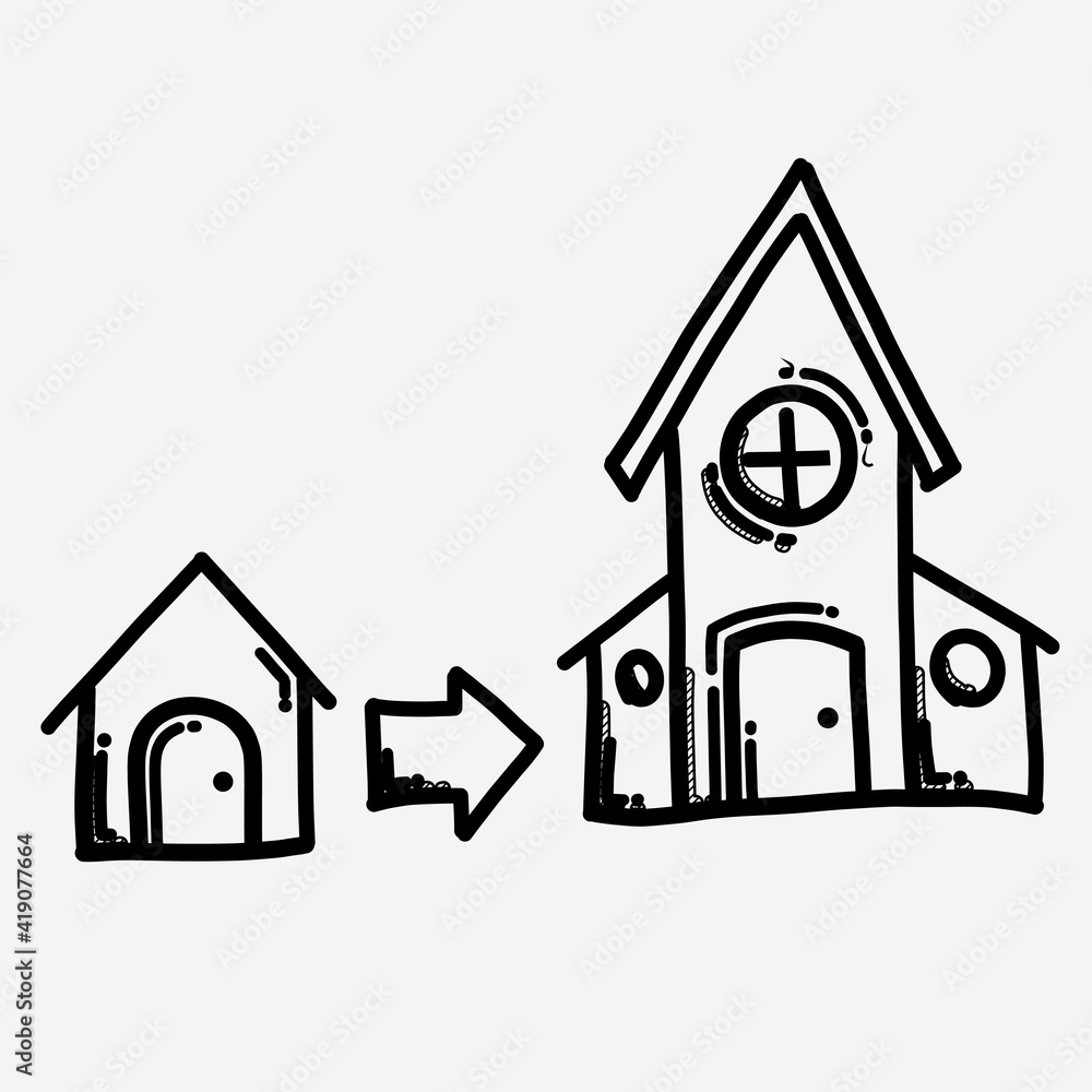 Property growth vector icon. Drawing sketch illustration hand drawn line eps10