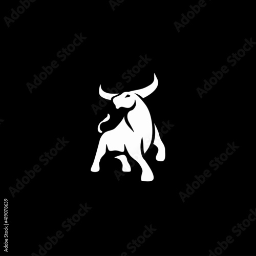 Silhouette Bull logo vector illustration design  creative and simple design  can uses as logo and template for company.