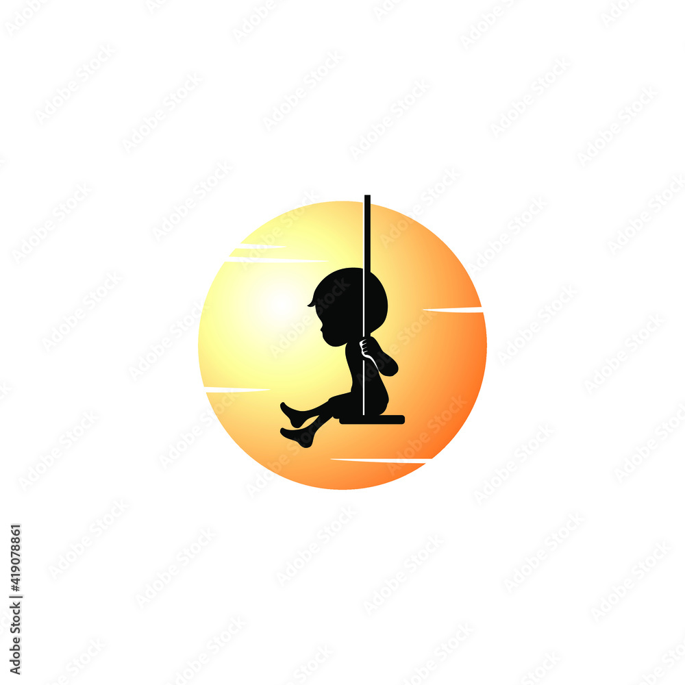 Kid Play on the moon logo vector Kid Play on the moon logo vector