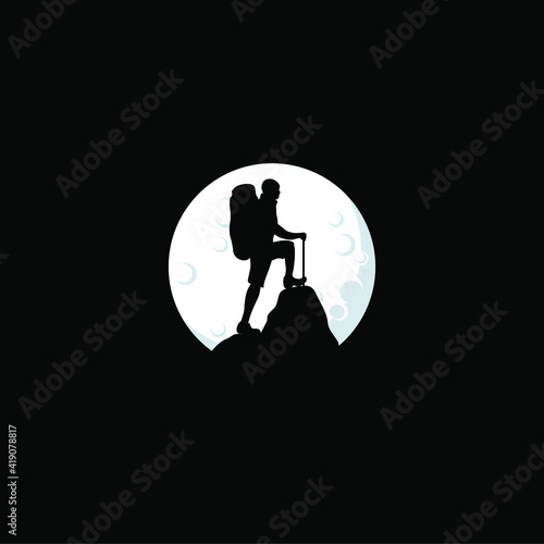 Silhouette of a climber, hiking logo vector