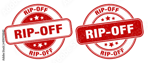 rip-off stamp. rip-off label. round grunge sign
