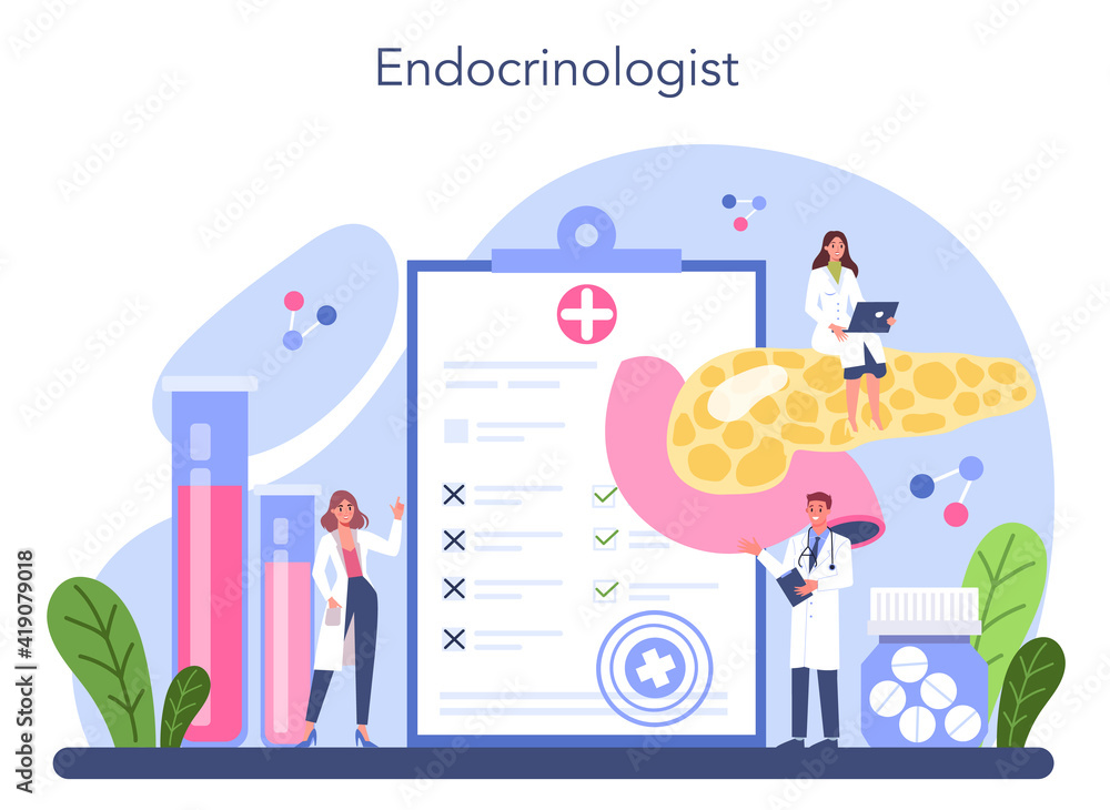 Endocrinologist concept. Thyroid gland examination. Doctor examine