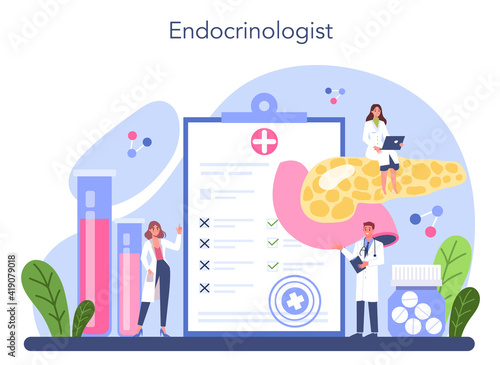 Endocrinologist concept. Thyroid gland examination. Doctor examine