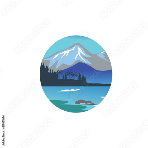 mountain landscape nature circle vector illustration