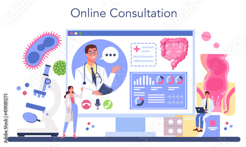 Proctologist online service or platform. Doctor examine intestine