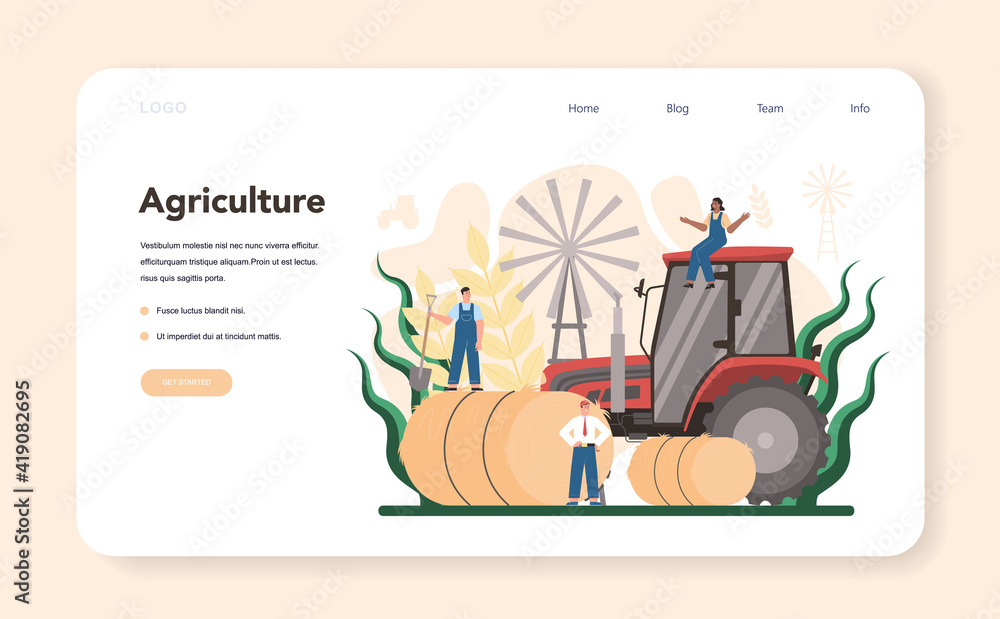 Agriculture web banner or landing page. Farming food cultivation