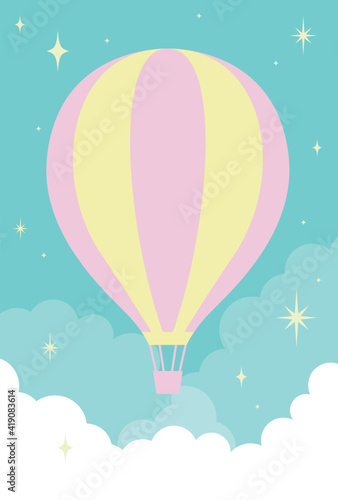 Fototapeta Naklejka Na Ścianę i Meble -  vector background with hot-air balloons in the sky for banners, cards, flyers, social media wallpapers, etc.