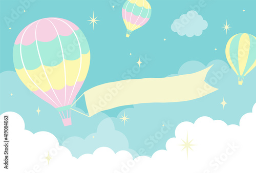 Fototapeta Naklejka Na Ścianę i Meble -  vector background with hot-air balloons in the sky for banners, cards, flyers, social media wallpapers, etc.