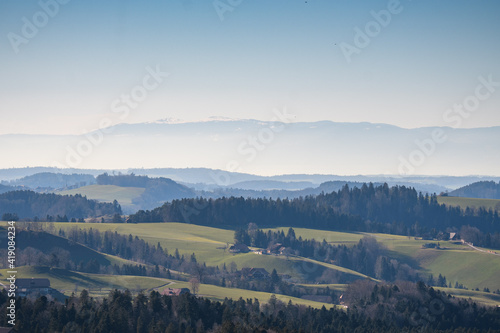 view from Oberbütschel over the hills of Schwarzenburgerland