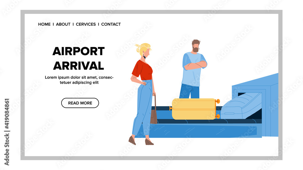 Airport Arrival Passengers Waiting Baggage Vector Illustration Airport Arrival Passengers Waiting Baggage Vector Illustration