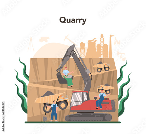 Mining concept. Mineral and natural resources extraction. Worker in uniform