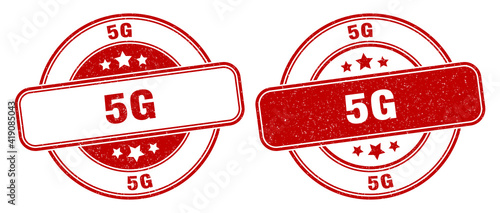 5g stamp. 5g label. round grunge sign