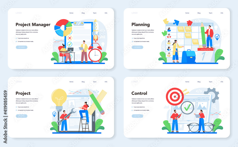 Project management web banner or landing page set. Successful strategy Project management web banner or landing page set. Successful strategy
