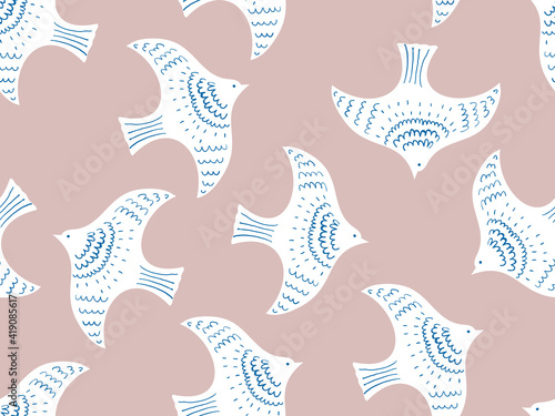 Seamless  pattern of birds, vector illustration