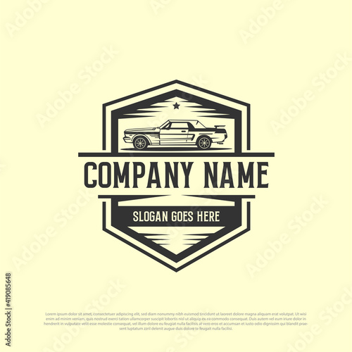 Classic car logo illustrations, retro car Garage Premium Concept Logo