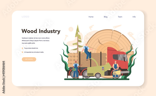 Wood industry and paper production web banner or landing page