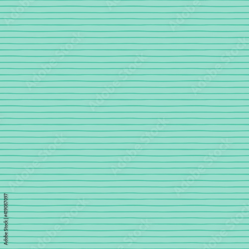 Thin horizontal stripes simple seamless geometric pattern, blue, mint green background. Hand drawn vector illustration. Line art. Design concept for kids fashion print, textile, fabric, wallpaper
