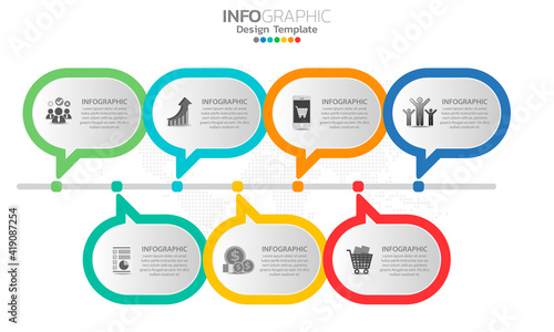 Business infographic elements with 7 options or steps.