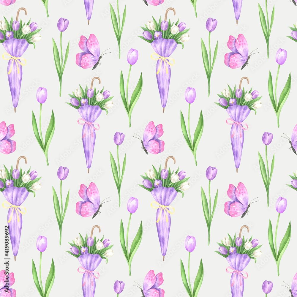 Purple Spring Seamless Pattern