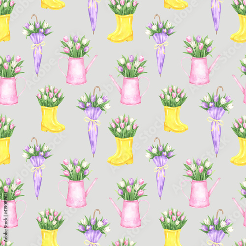 Tulip Bouquets Seamless Pattern