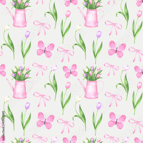 Pink Spring Seamless Pattern
