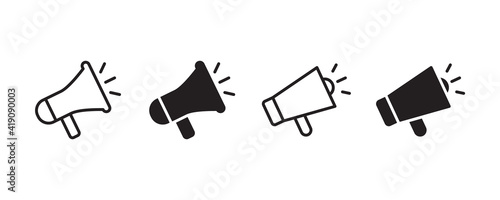 Megaphone icon set. Vector graphic illustration. Suitable for website design, logo, app, template, and ui. 