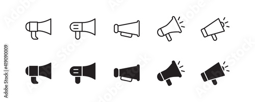 Megaphone icon set. Vector graphic illustration. Suitable for website design, logo, app, template, and ui. 