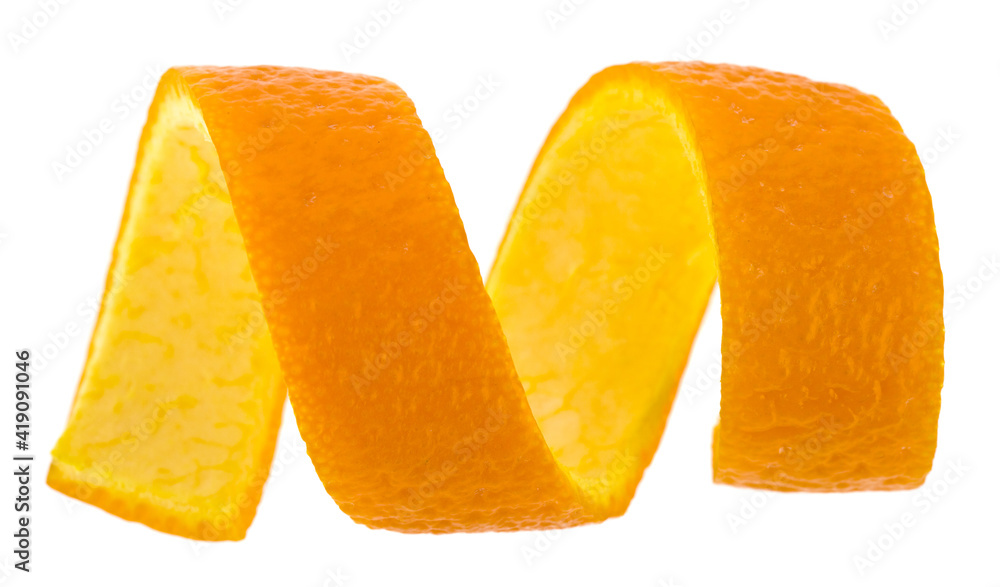 Orange skin isolated on white background close up. Orange skin isolated on white background close up.