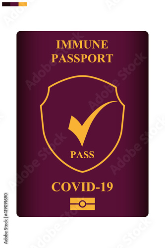Passport confirming COVID-19 vaccination for tourists or travelers during the COVID-19 epidemic.