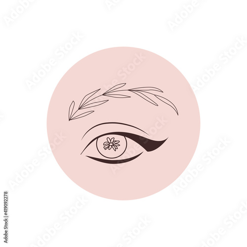 Eye and brow floral beauty illustration