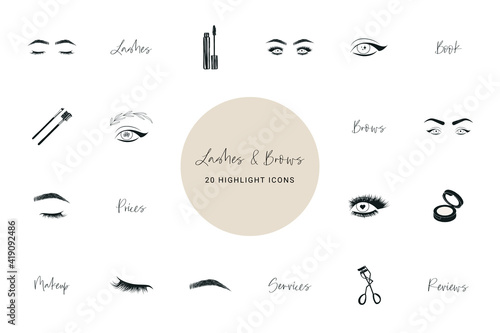Lashes and brows beauty icons