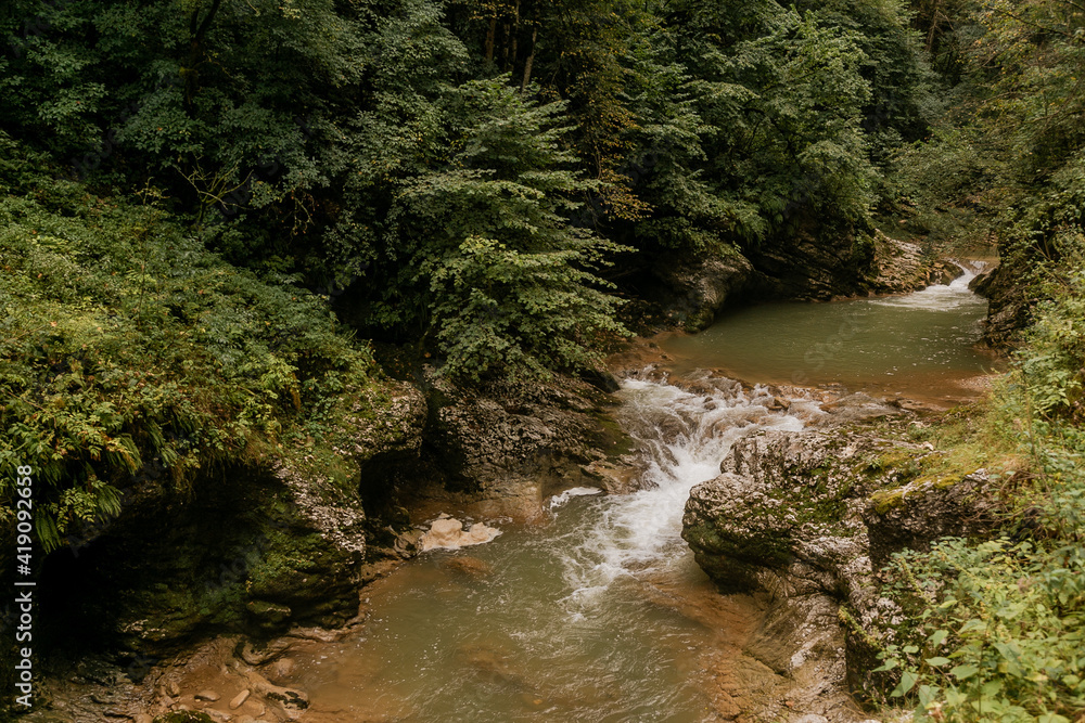 descent to a mountain river in the Adygea