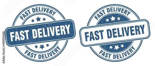 fast delivery stamp. fast delivery label. round grunge sign
