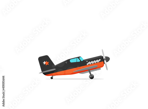Airplane flat vector isolated on color background