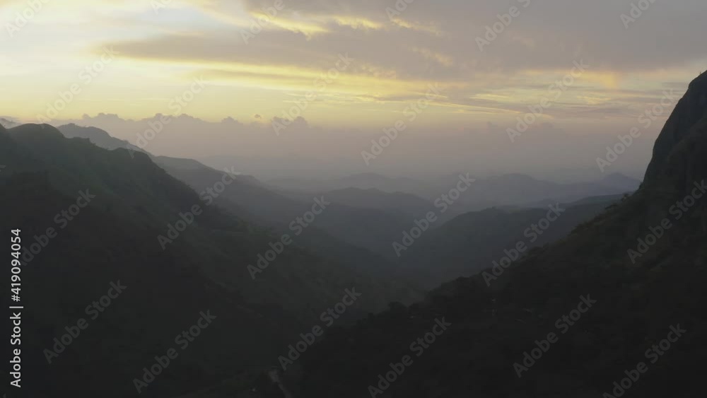 Sunrise in Sri lanka with mountain view. Aerial Sunrise in Sri lanka with mountain view. Aerial