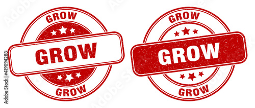 grow stamp. grow label. round grunge sign