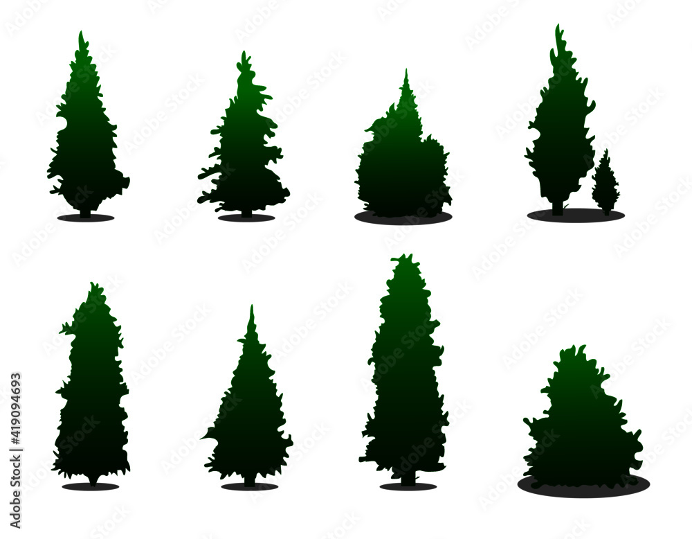 Obraz premium Collection of flat trees Icon. Can be used to illustrate any nature or healthy lifestyle topic.